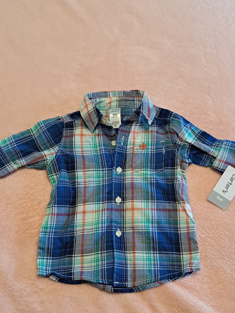 Baby Boys' Blue Plaid Button-Up Shirt